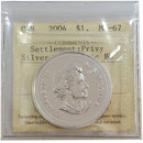 2004 Canada Silver Dollar First French Settlement With Privy Mark ICCS MS-67 NBU