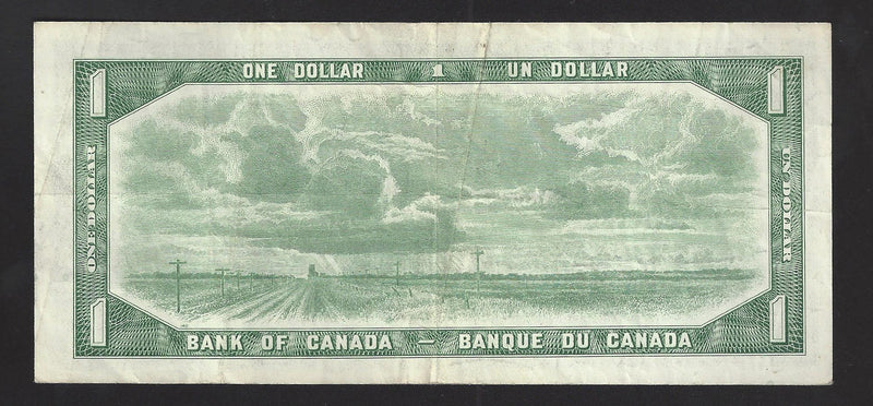 1954 $1 Bank of Canada Note Beattie-Rasminsky Prefix X/Z3189188 BC-37b-i (Circ.)