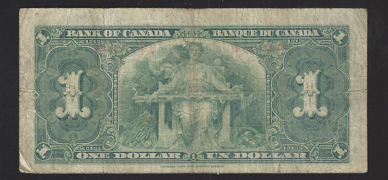 1937 $1 Bank of Canada Note Gordon-Towers Prefix Y/A8507434 BC-21c (VG)