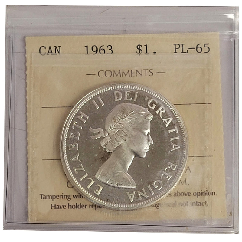 1963 Canada Silver $1 Dollar Certifield ICCS PL-65 Heavy Cameo