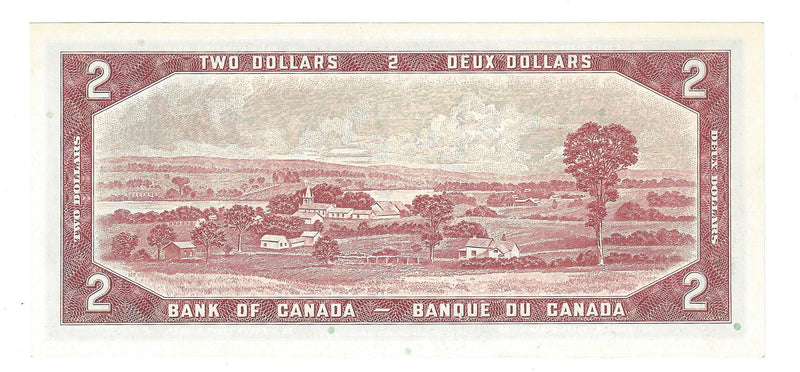 1954 Canada $2 Banknote Beattie-Rasminsky, Y/U, BC-38b (C/UNC)