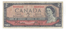 1954 Canada $2 Banknote Beattie-Coyne, Z/B, BC-38a (F)