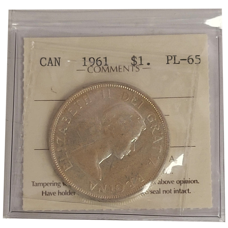 1961 Canada Silver $1 Dollar Certifield ICCS PL-65 Cameo