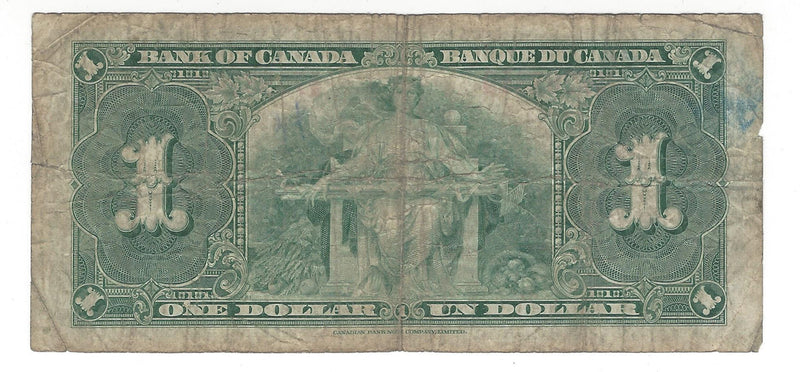 1937 Canada $1 Banknote Coyne-Towers, Z/M, BC-21d (VG)
