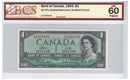 1954 Canada $1 Banknote Beattie-Rasminsky,Z/N, BC-37b, BCS Certified (UNC 60  Original)