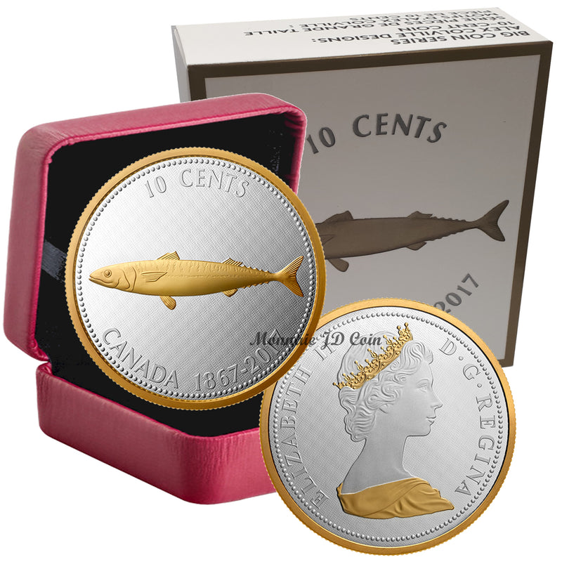 2017 Canada Big Coin 10 Cents Series RCM 5oz Fine Silver & Gold Plated Coin