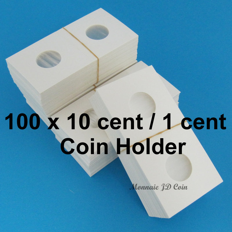 1 Cents / 10 Cents - 2x2 Cardboard Coin Holder - Pack of 100
