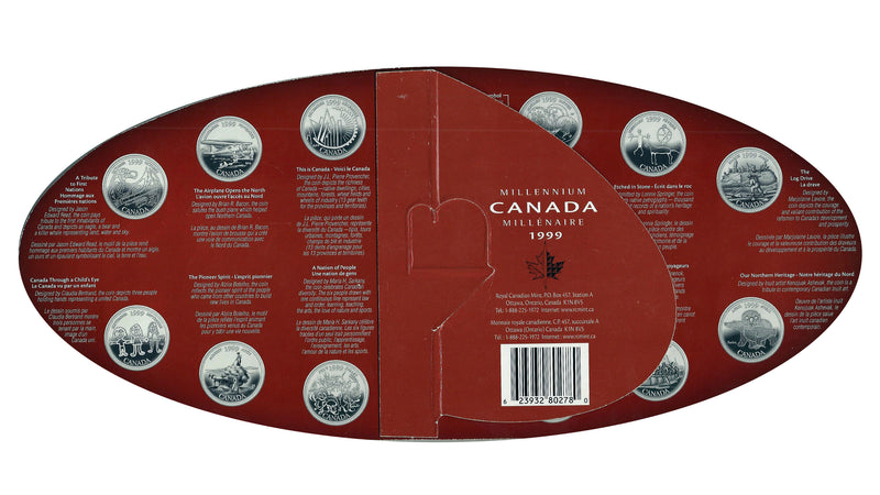 1999 Canada Millennium Oval 13 Coin Commemorative Set 25 Cents with Token