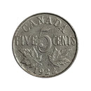 1922 Near Rim Canada 5 Cents Nickel  (VG)