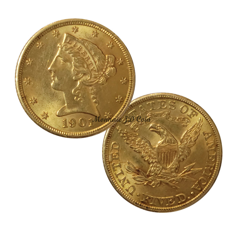1901 USA $5 Liberty Half Eagle Gold Coin BU Tax Exempt