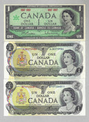 1967-1973 $1 Set Of 3 Sing. Bank of Canada Note Uncirculated
