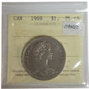 1969 Canada Nickel Dollar Certifield ICCS PL-65 Cameo