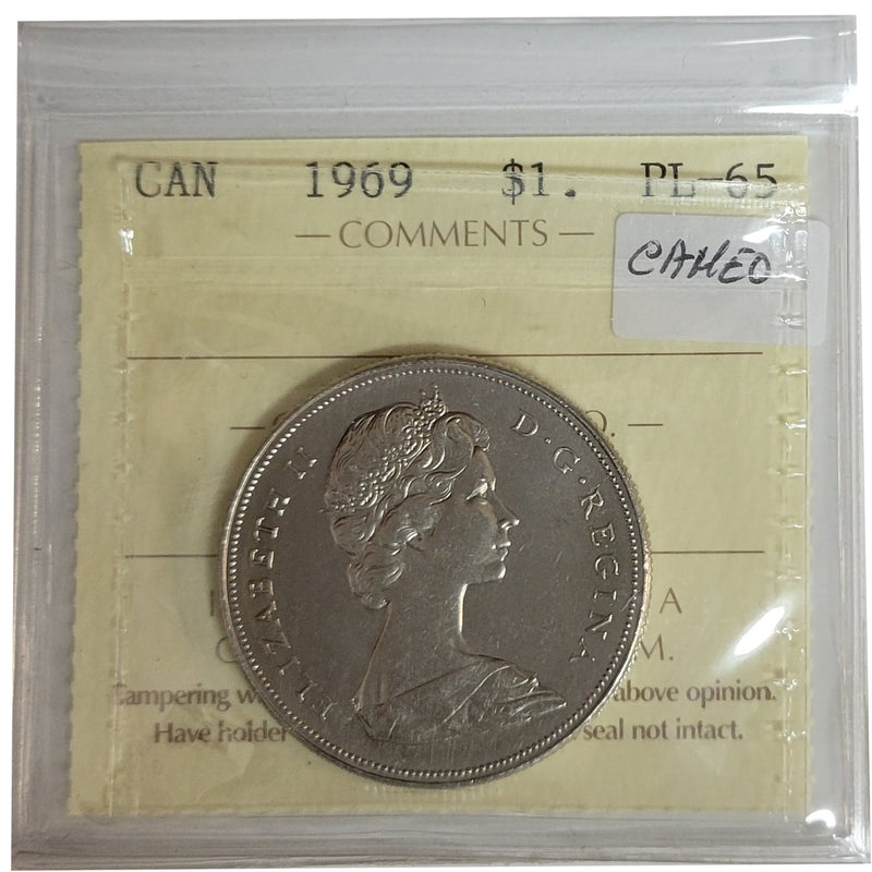 1969 Canada Nickel Dollar Certifield ICCS PL-65 Cameo