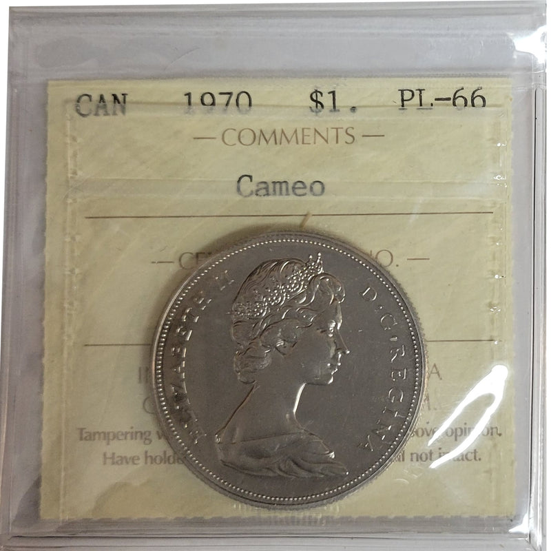 1970 Canada Nickel Dollar Certifield ICCS PL-66 Cameo