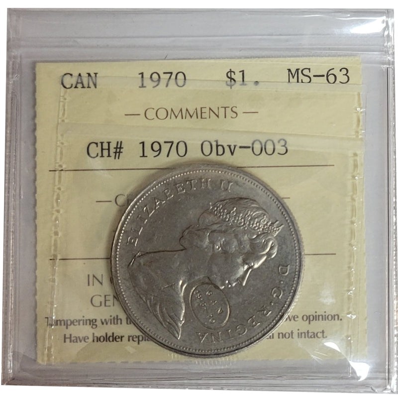 1970 Canada Nickel Dollar Certifield ICCS MS-63 CH