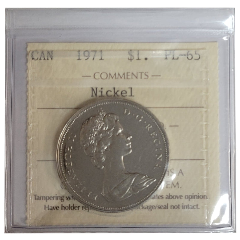 1971 Canada Nickel Dollar Certifield ICCS PL-65