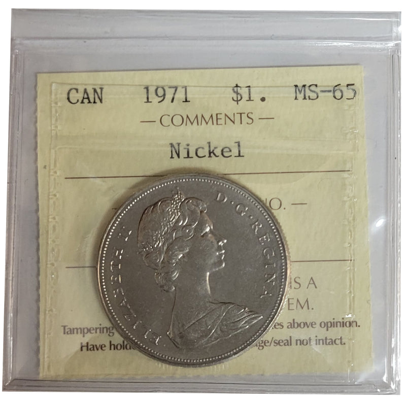 1971 Canada Nickel Dollar Certifield ICCS MS-65