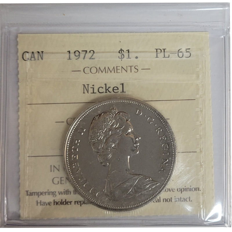 1972 Canada Nickel Dollar Certifield ICCS PL-65