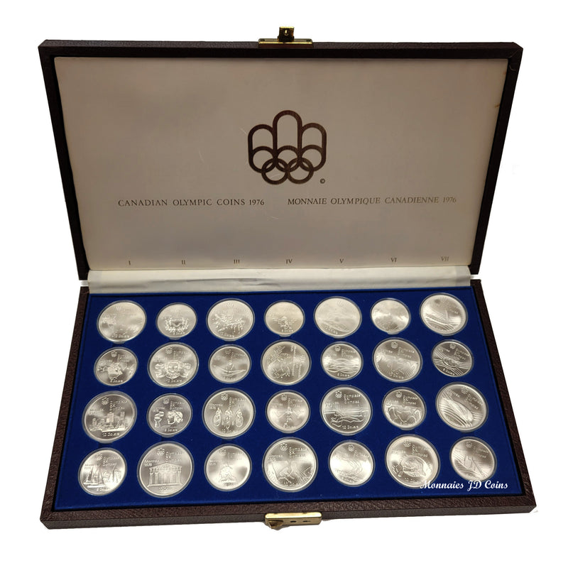 1976 Canada Montreal Olympic Complet Set $5 And $10 28 Silver Coin Original Box