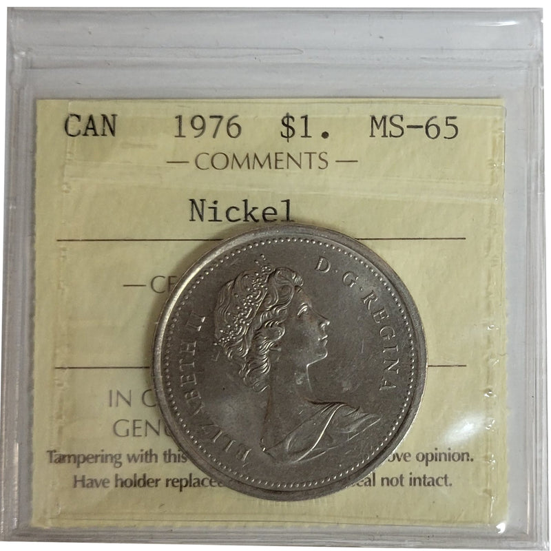 1976 Detatched Jewel Canada Nickel Dollar Certifield ICCS MS-65