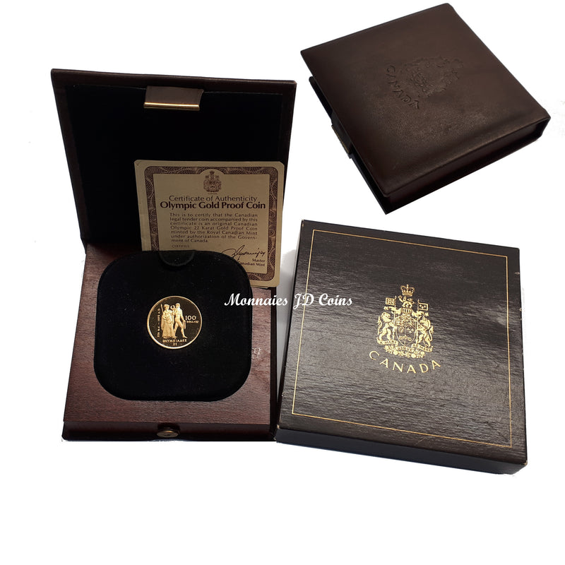 1976 Canada $100 Proof Gold Coin 22 Karat 1/2oz Montreal Olympic Original Mint