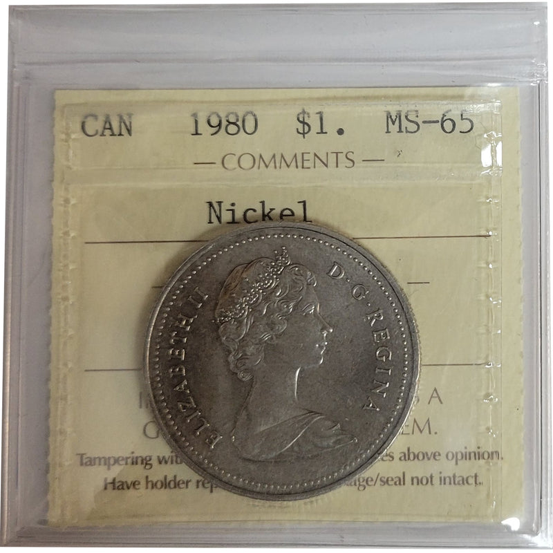 1980 Canada Nickel Dollar Certifield ICCS MS-65