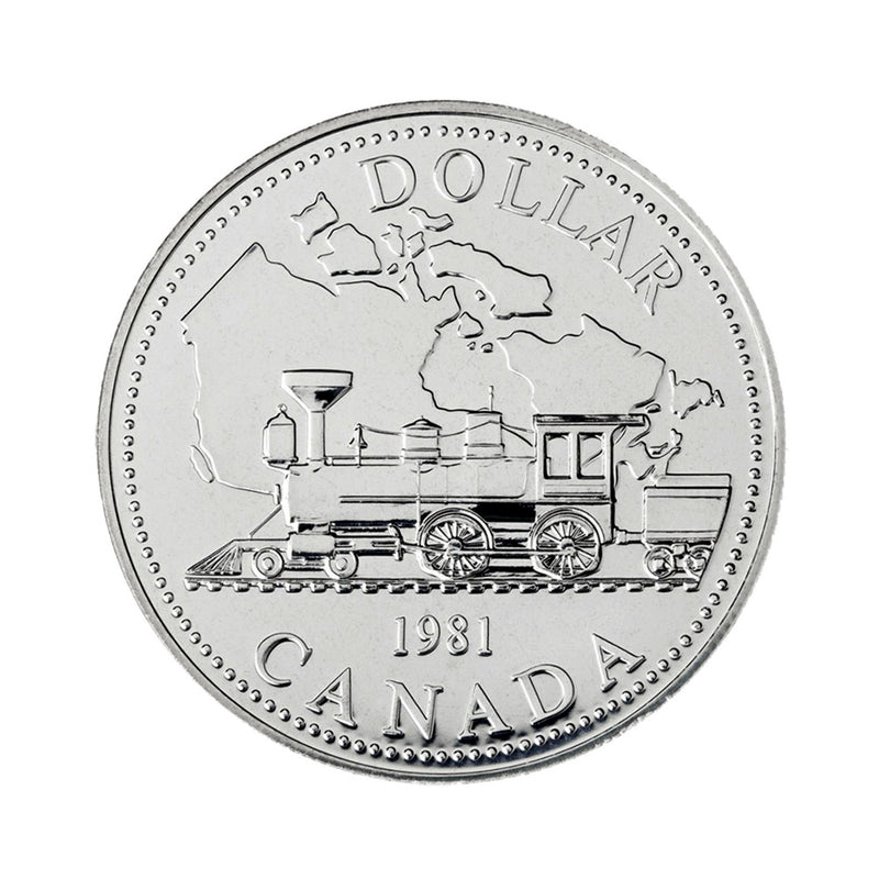 1981 Canada Dollar Trans-Canada Railway Centennial Brillant Uncirculated Silver