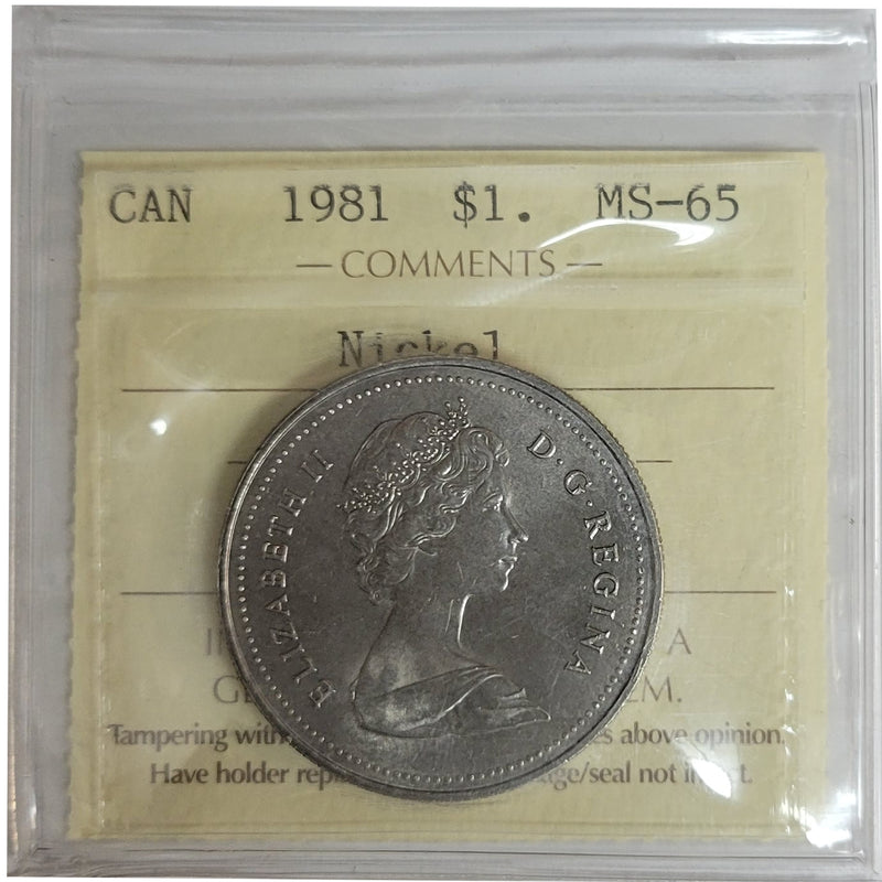 1981 Canada Nickel Dollar Certifield ICCS MS-65