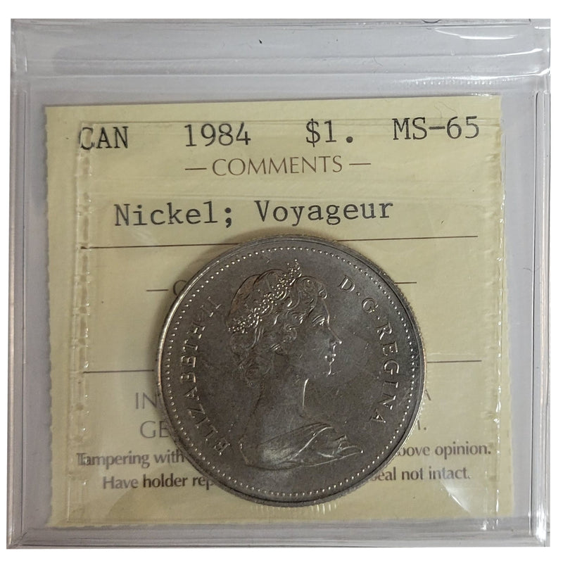 1984 Canada Nickel Dollar Certifield ICCS MS-65 Voyageur