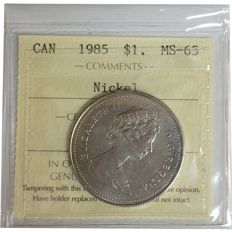 1985 Canada Nickel Dollar Certifield ICCS MS-65