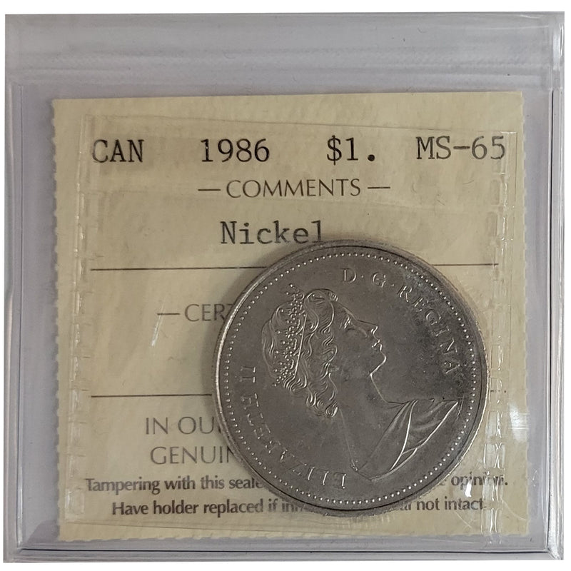 1986 Canada Nickel Dollar Certifield ICCS MS-65