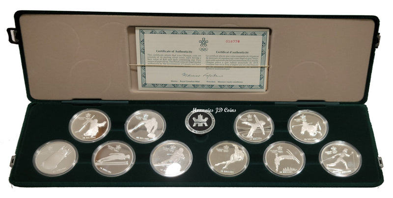 1988 Canada Calgary Olympic Winter Games Complete Set Of 10 x $20 Silver