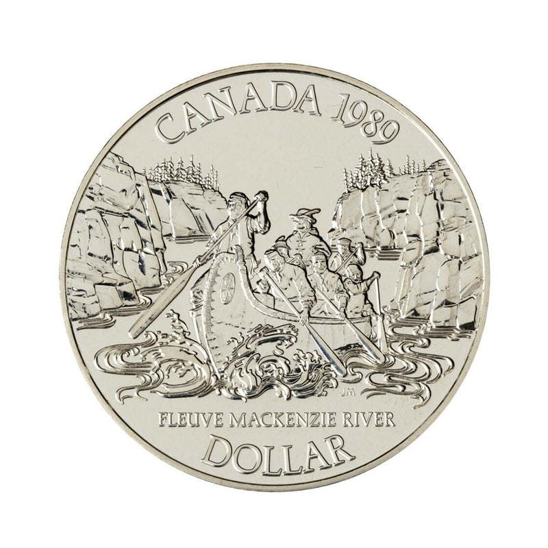 1989 Canada Dollar Mackenzie River Bicentennial Brillant Uncirculated Silver