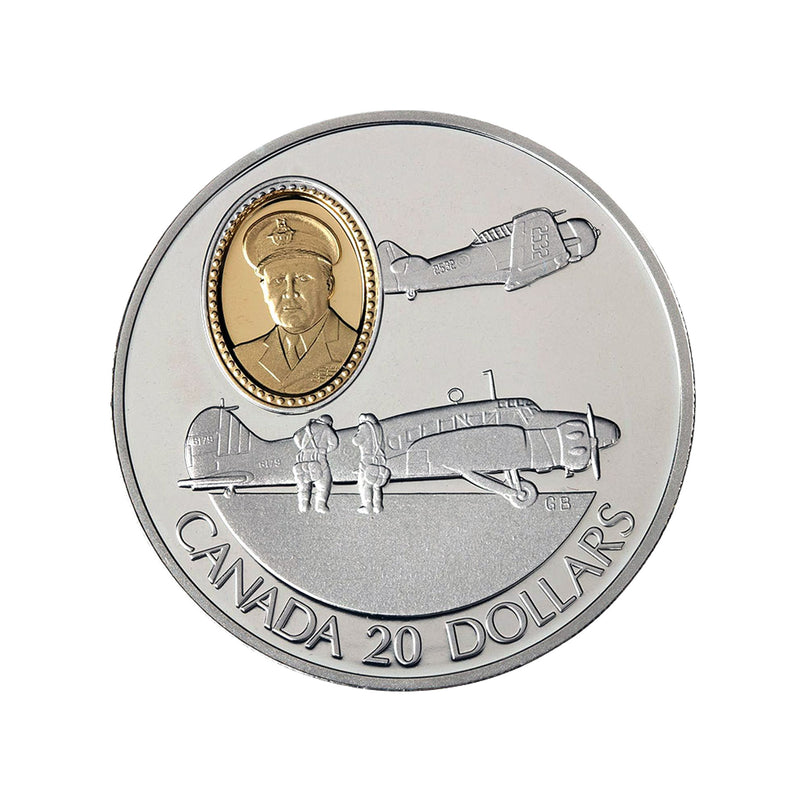 1990 Canada $20 Aviation Series I : Avro Ansan and the Harvard Sterling Silver Coin