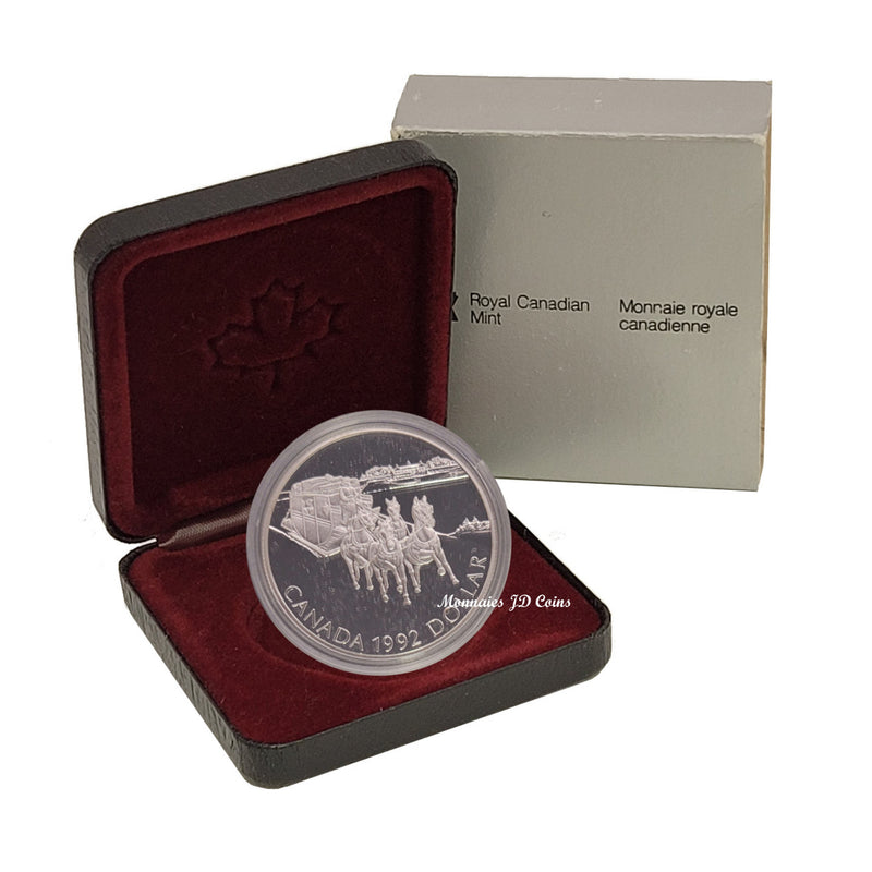 1992 Canada Dollar Kingston To York Stagecoach Proof Silver