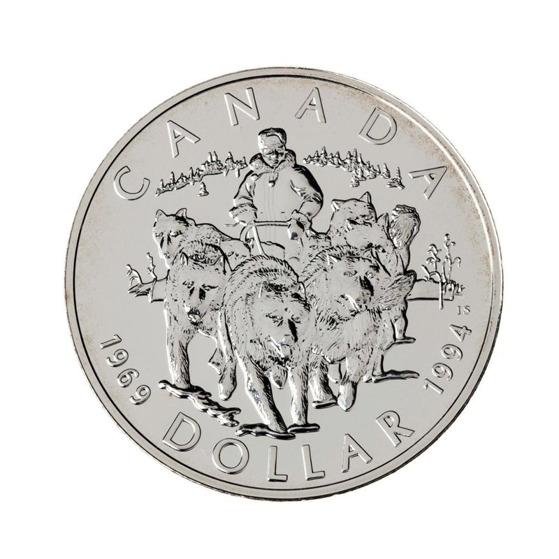 1994 Canada Dollar R.C.M.P. Northem Dog Team Patrol Brillant Uncirculated Silver