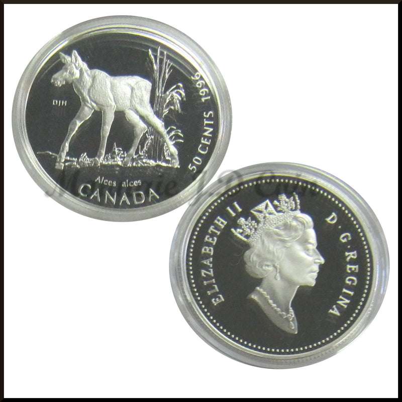 1996 Canada 50 Cents Moose Calf Silver Proof Coin