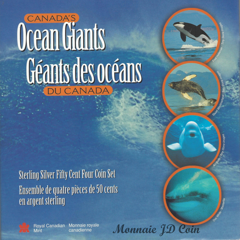 1998 Canada 50 Cents Canada's Ocean Giants Sterling Silver 4-Coins Set