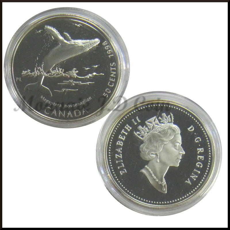 1998 Canada 50 Cents Canada's Ocean Giants Sterling Silver 4-Coins Set