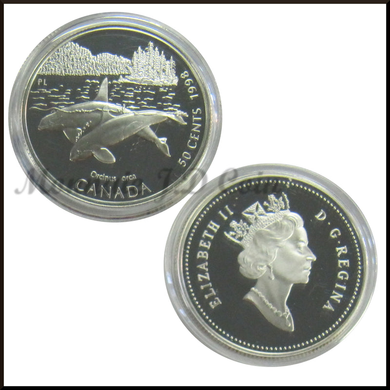 1998 Canada 50 Cents Canada's Ocean Giants Sterling Silver 4-Coins Set