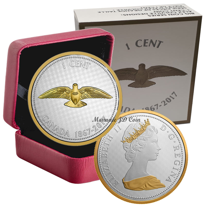 2017 Canada Big Coin 1 Cents Series RCM 5oz Fine Silver & Gold Plated Coin