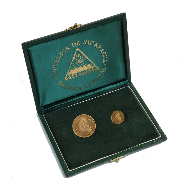 1975 REPUBLICA DE NICARAGUA 500 And 200 Cordobas Proof .900 Gold Coin  Tax Exempt