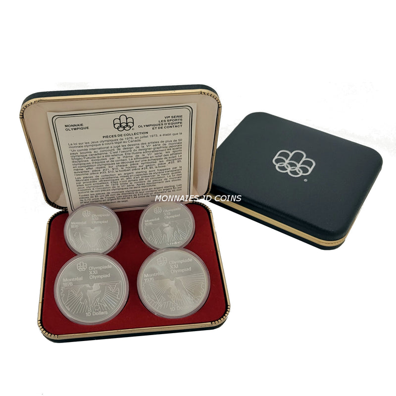 1976 Canada Serie VI Olympic Montreal  Set Of 4 Silver Sterling Coins With Box