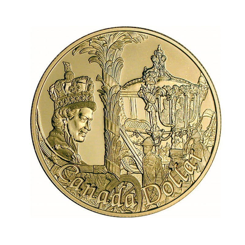 2002 Canada Dollar Queen Elizabeth II Golden Jubilee Gold Plated Proof Silver  In Square Capsule