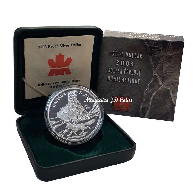 2003 Canada Dollar 100th Anniversary Colbalt Discovery Proof Silver