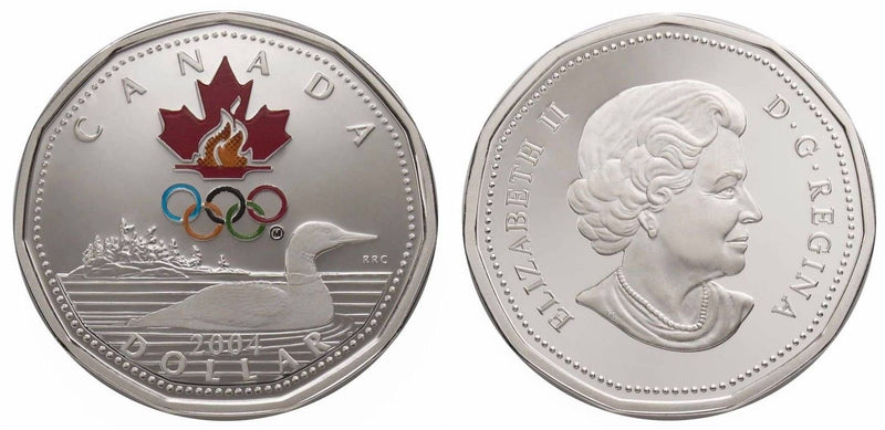 2004 Canada Proof Sterling Silver Coloured Lucky Loon Dollar