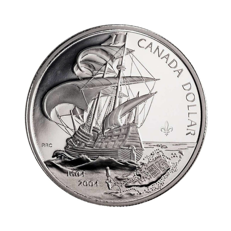 2004 Canada Dollar (Privy Mark) 400th Anniv. First French Settlement In North America Brillant Uncirculated Silver