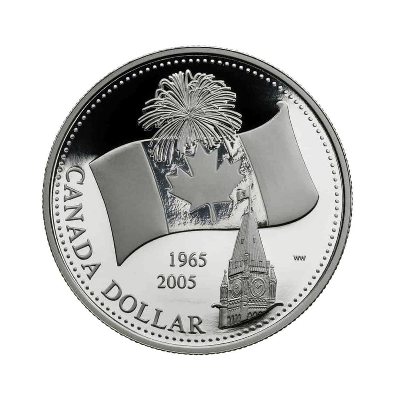 2005 Canada Dollar 40th Anniversary Canada's Natinal Flag Proof Silver (No Tax)