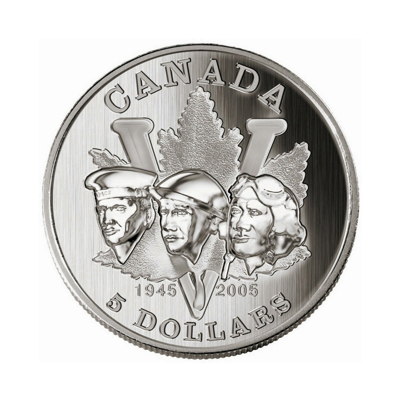2005 Canada 5 Dollar 60th Anniversary of the End of World War II Fine Silver