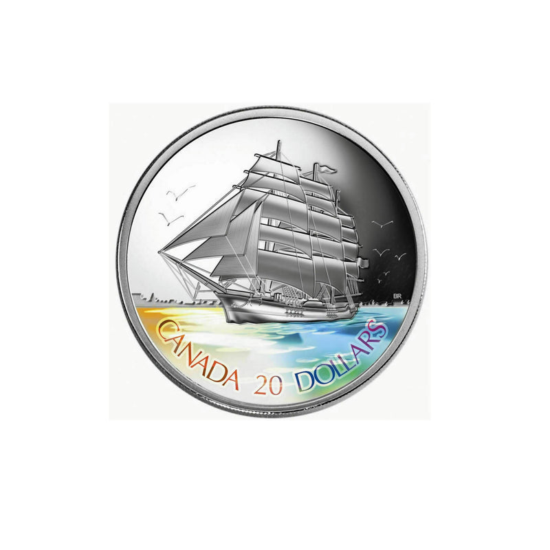 2005 Canada $20 Tall Ships 3 Masted Ship Fine Silver Coin
